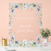 Winter Dusty Blue Floral Lijst Vrijgezellenfeest Acryl Bord (Huwelijk)