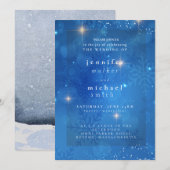 Winter Dusty Blue Mountain Minimalist Wedding Kaart (Voorkant / Achterkant)