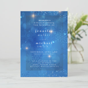 Winter Dusty Blue Mountain Minimalist Wedding Kaart
