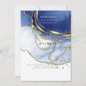 Winter Dusty Blue Mountain Minimalist Wedding Kaart (Voorkant)