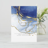 Winter Dusty Blue Mountain Minimalist Wedding Kaart (Staand voorkant)