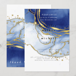 Winter Dusty Blue Mountain Minimalist Wedding Kaart