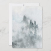 Winter Dusty Blue Mountain Minimalist Wedding Kaart (Achterkant)
