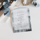 Winter Dusty Blue Mountain Minimalist Wedding Kaart