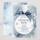 Winter Dusty Blue Ornament Vakantie Kerstfeest Kaart (Voorkant / Achterkant)