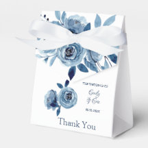 Winter Dusty Blue Peony Wedding Favor Box