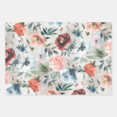 Winter Dusty Blue & Roze Roses Pine & Roos Hip Inpakpapier Vel (Voorkant)