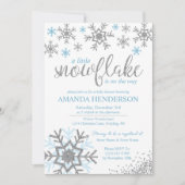 Winter Dusty Blue Snowflake Baby shower Kaart (Voorkant)