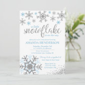 Winter Dusty Blue Snowflake Baby shower Kaart (Staand voorkant)