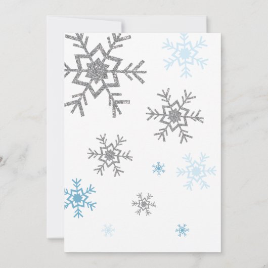 Winter Dusty Blue Snowflake Baby shower Kaart (Achterkant)