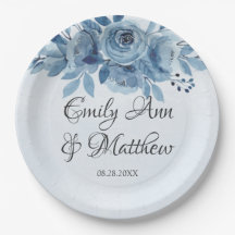 Winter Dusty Blue Waterverf Peony Wedding