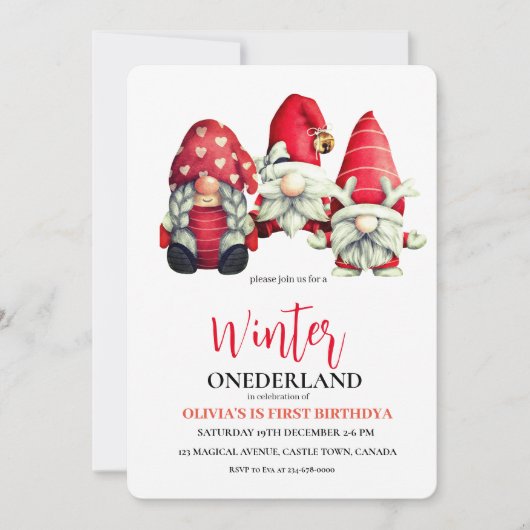 Winter Dwergen Scandi Lieve Verjaardagsfeestje  Kaart (Voorkant)