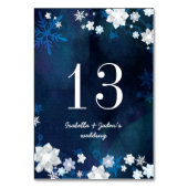 Winter Eden Navy Blue Wedding Table Numbers Kaart (Voorkant)
