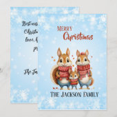 Winter Eekhoorn familie met sjaals Feestdagenkaart (Voorkant / Achterkant)