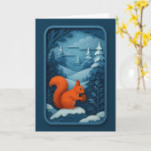 Winter Eekhoorn met Denneappel Kaart (Gele Bloem)