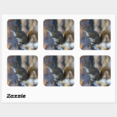 Winter Eekhoorn op Boomstomp Vierkante Sticker (Vel)