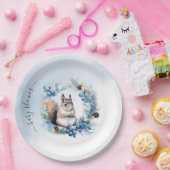 Winter Eekhoorn Waterverf Baby shower Papieren Bordje (Feest)