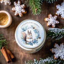 Winter Eekhoorn Waterverf Baby shower