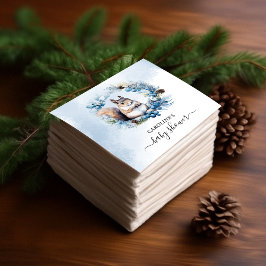 Winter Eekhoorn Waterverf Baby shower Servet