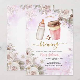 Winter Een Baby Brouwt Koffie Baby Shower Kaart