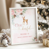 Winter Een-hert-vol herten blozen verjaardag welko Poster