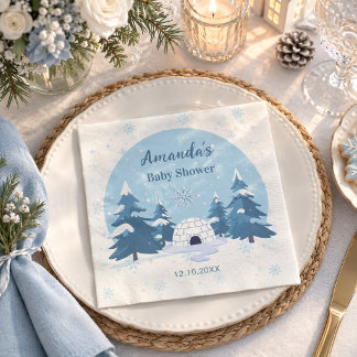 Winter Een Klein Sneeuwvlokje Winter Baby Shower  Servet