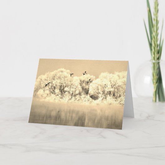 WINTER EENDEN IN VLUCHT Gevouwen Note Kaart (Voorkant)