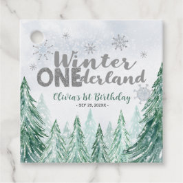 Winter Eénderland Eerste Verjaardag Sneeuwvlokken Bedankjes Labels