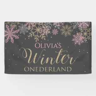 Winter Eénderland Roze Goud Donkergrijs Banner