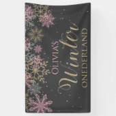 Winter Eénderland Roze Goud Donkergrijs Banner (Verticaal)