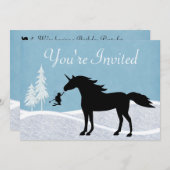 Winter Eenhoorn en Feeën Verjaardag Uitnodiging (Voorkant / Achterkant)
