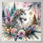 Winter Eenhoorn Magische Scène 2 Poster (Voorkant)