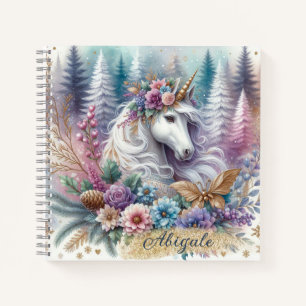Winter eenhoorn magische scène 3 - personaliseren notitieboek