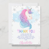 Winter eenhoorn regenboog verjaardag dank u kaart (Voorkant)