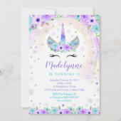 Winter Eenhoorn Uitnodiging - Eenhoorn Sneeuwvlokk (Voorkant)