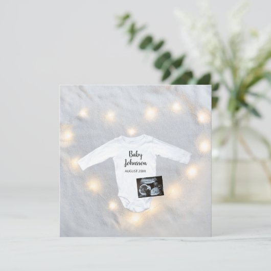 Winter Eenvoudig Sonogram Echografie Foto Zwangers Aankondiging (Staand voorkant)