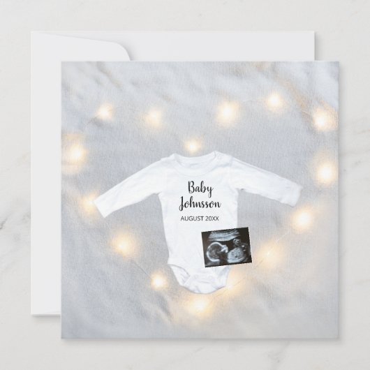 Winter Eenvoudig Sonogram Echografie Foto Zwangers Aankondiging (Voorkant)