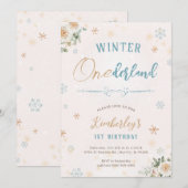 Winter Eerste verjaardag Wonderland Verdekte 1e ve Kaart (Voorkant / Achterkant)