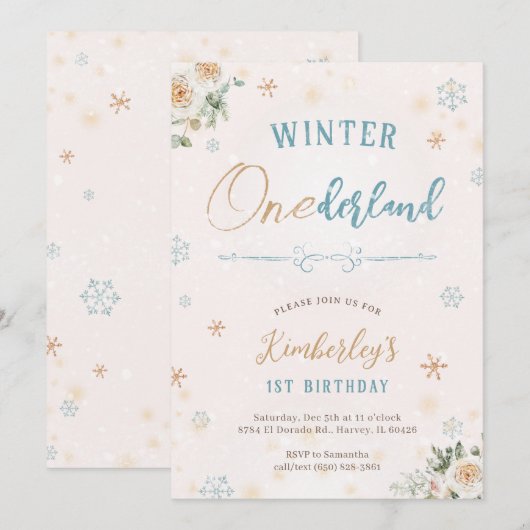 Winter Eerste verjaardag Wonderland Verdekte 1e ve Kaart (Voorkant / Achterkant)