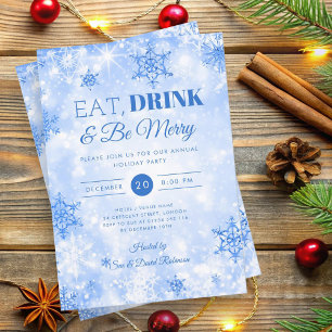 Winter "Eet & Drink" Navy Blue Holiday Christmas Kaart