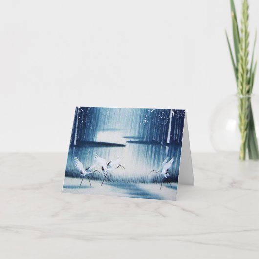 Winter Egrets Bedankt Opmerking Kaart (Voorkant)