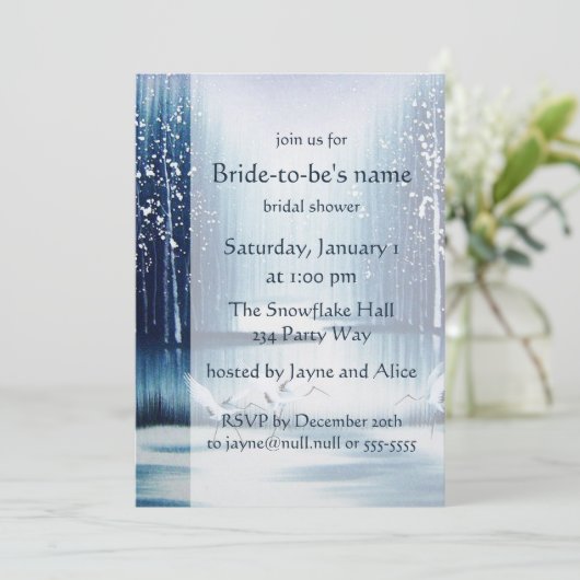 Winter Egrets Bridal Shower Kaart (Staand voorkant)