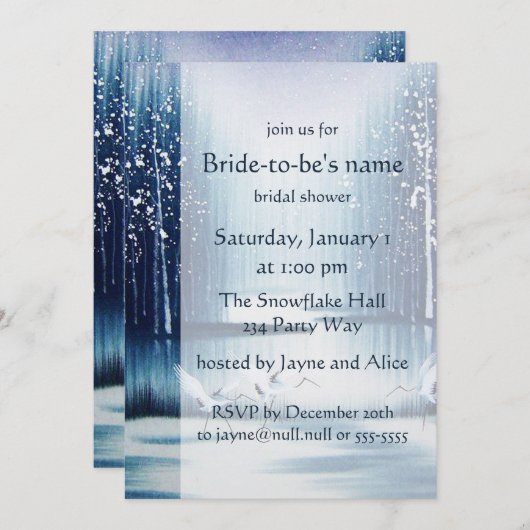 Winter Egrets Bridal Shower Kaart (Voorkant / Achterkant)