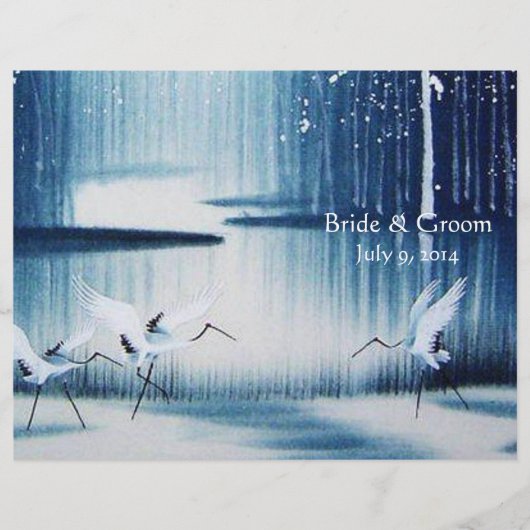 Winter Egrets Folded Wedding Programme (Voorkant)