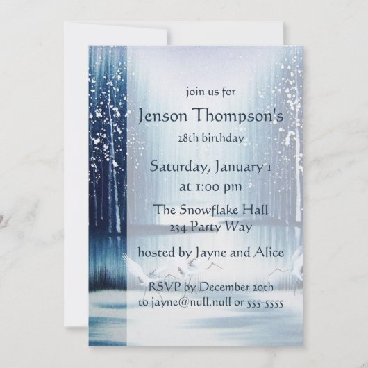 Winter Egrets verjaardagsuitnodiging Kaart (Voorkant)