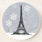 Winter Eiffel Tower, Snowflake Balloons Christmas Zandsteen Onderzetter (Voorkant)