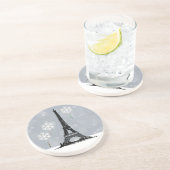 Winter Eiffel Tower, Snowflake Balloons Christmas Zandsteen Onderzetter (Zijkant)