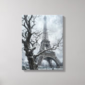 Winter Eiffeltoren Boomtakken Kunst Canvas Afdruk (Voorkant)