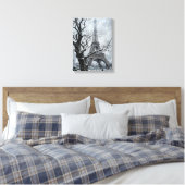 Winter Eiffeltoren Boomtakken Kunst Canvas Afdruk (Insitu (Slaapkamer))