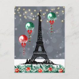 Winter Eiffeltoren, kerstballonnen, nacht Briefkaart